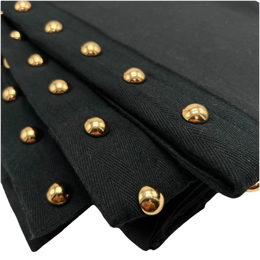 4 Emily & Meritt Pottery Barn Teen Brass Studded Blackout Curtain Panels 63